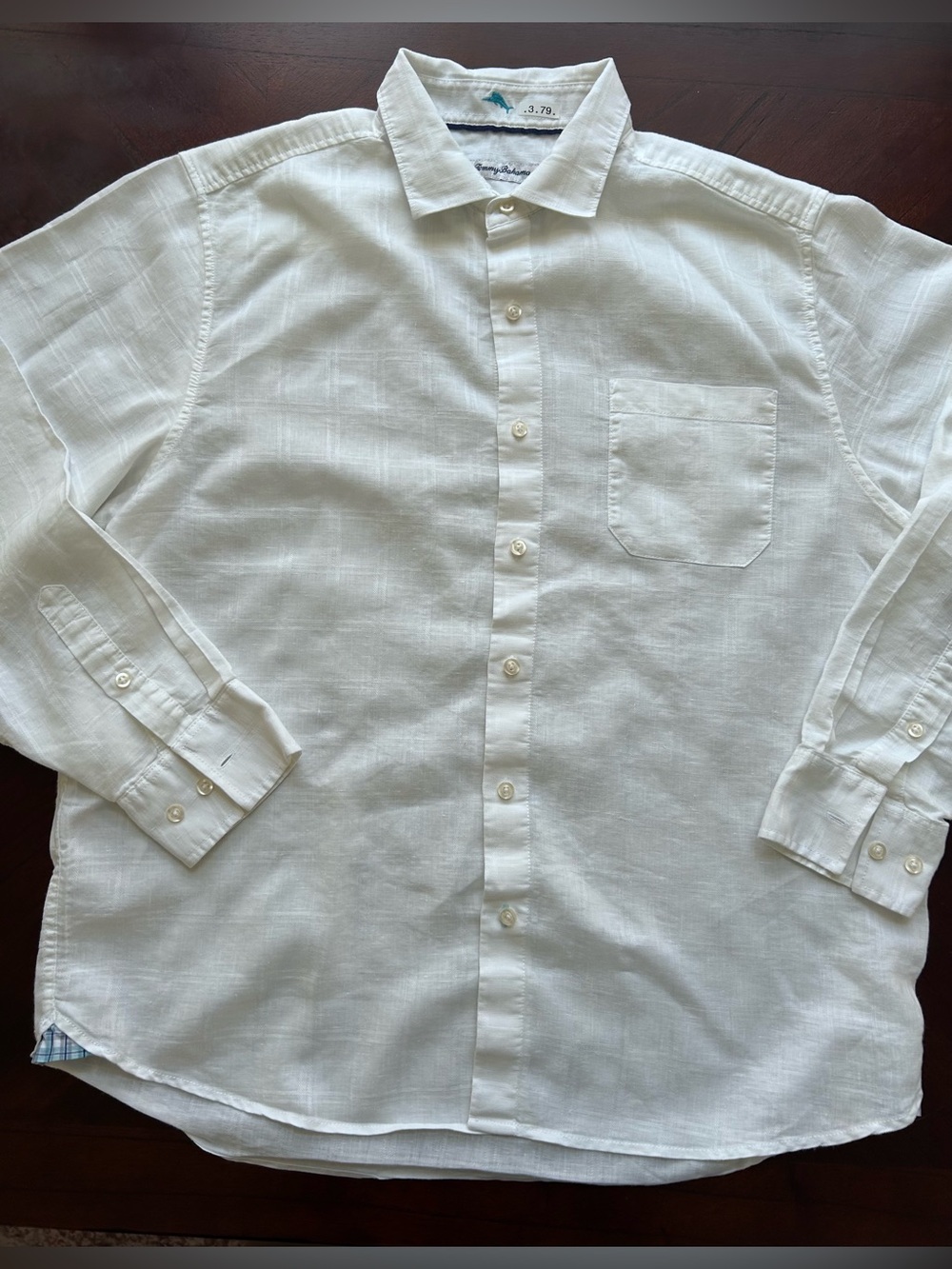 Tommy Bahama White Linen Casual Button-Down Shirt linen size L